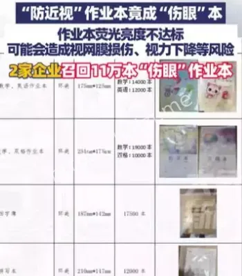 作业本因伤眼召回